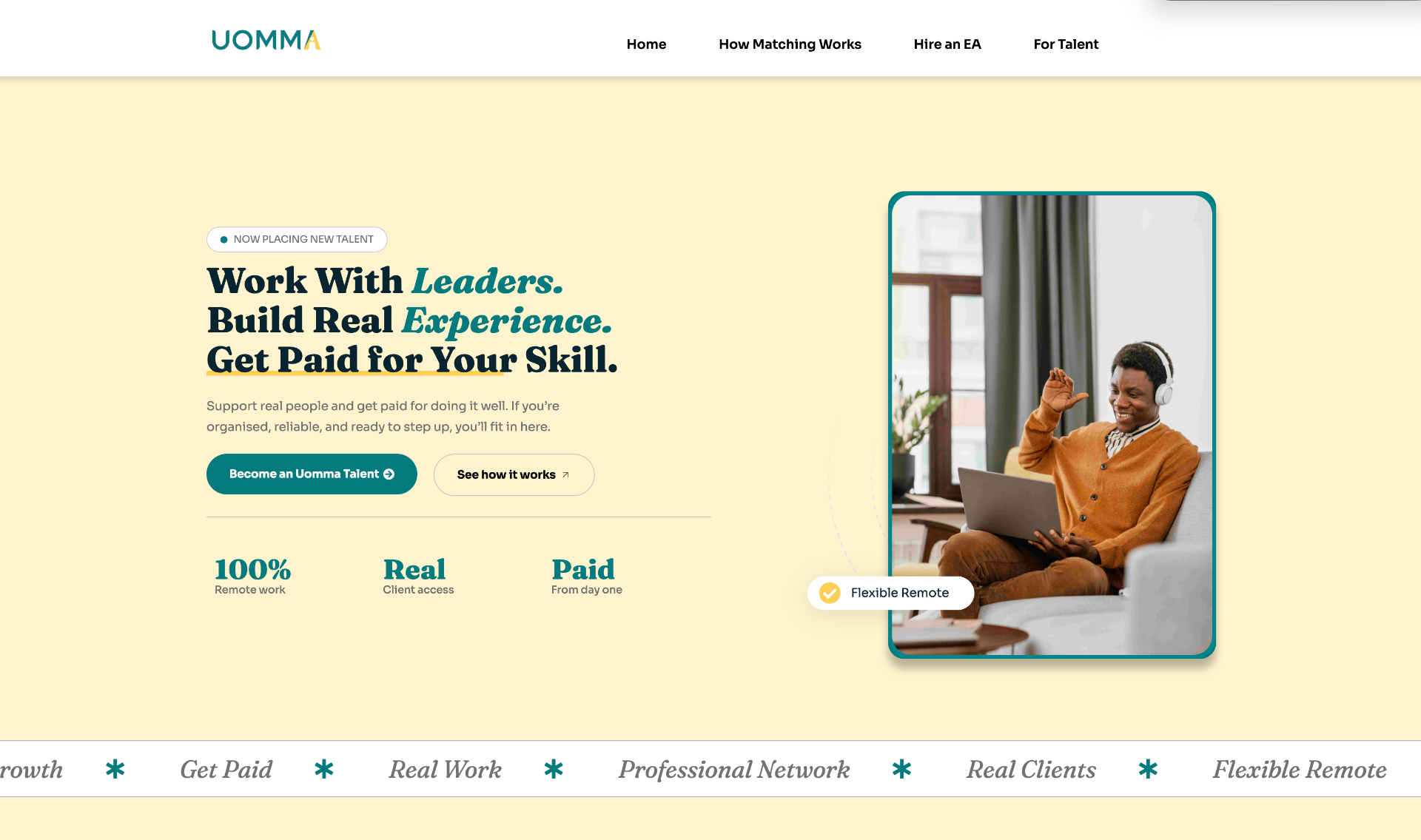 For Talent · Work with Leaders, Build Real Experience